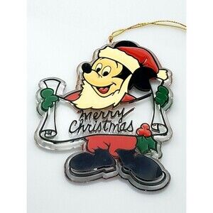 Vintage Mickey Mouse Walt Disney Christmas Ornament Acrylic Holiday Collectible